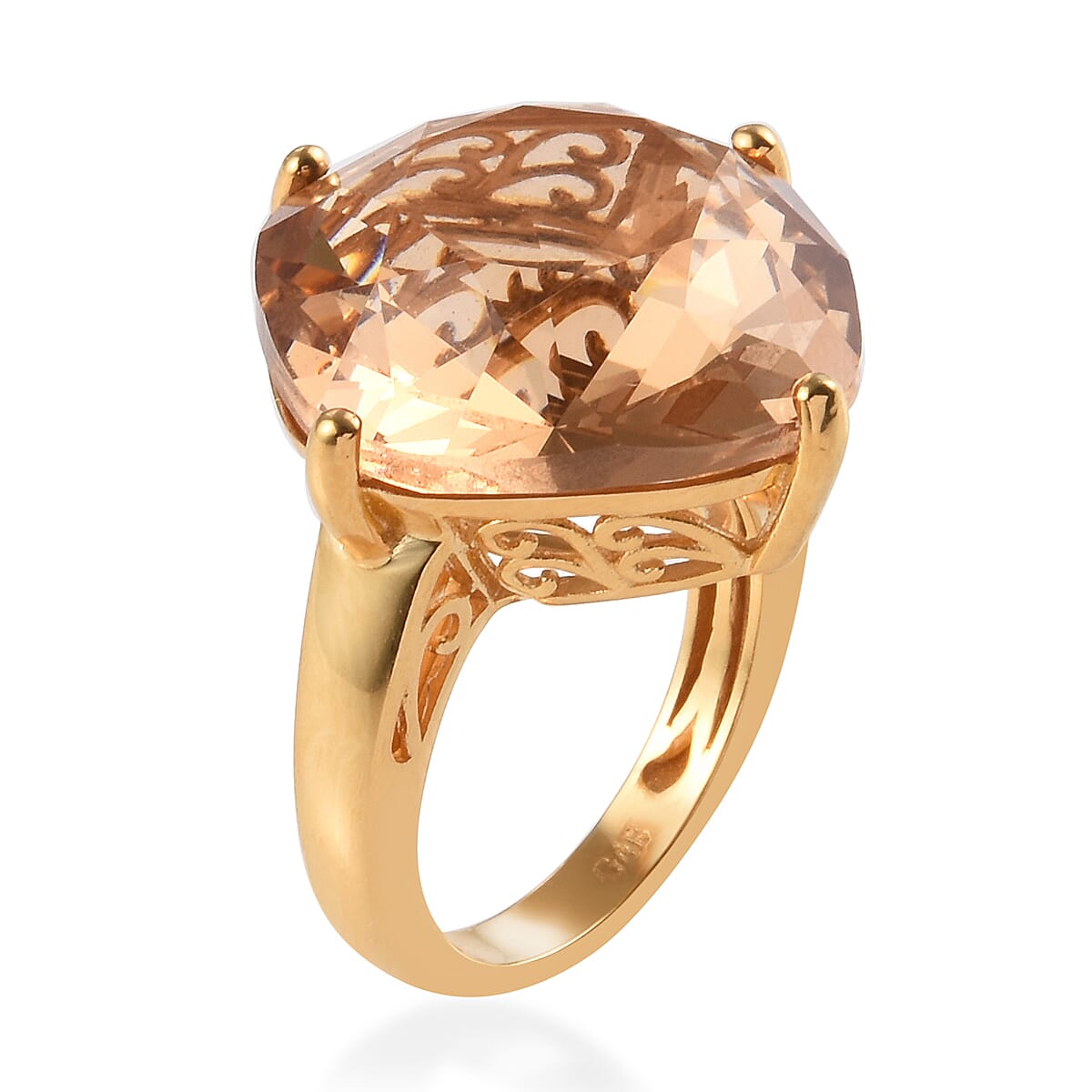 J Francis -  Light Colorado Topaz Crystal (Cush) Ring in 18K Yellow Gold Plated
