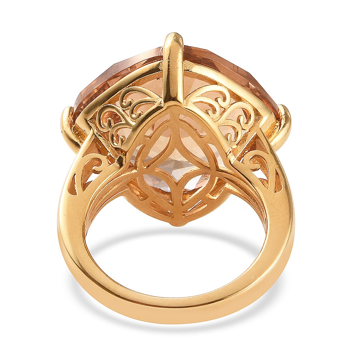 J Francis -  Light Colorado Topaz Crystal (Cush) Ring in 18K Yellow Gold Plated