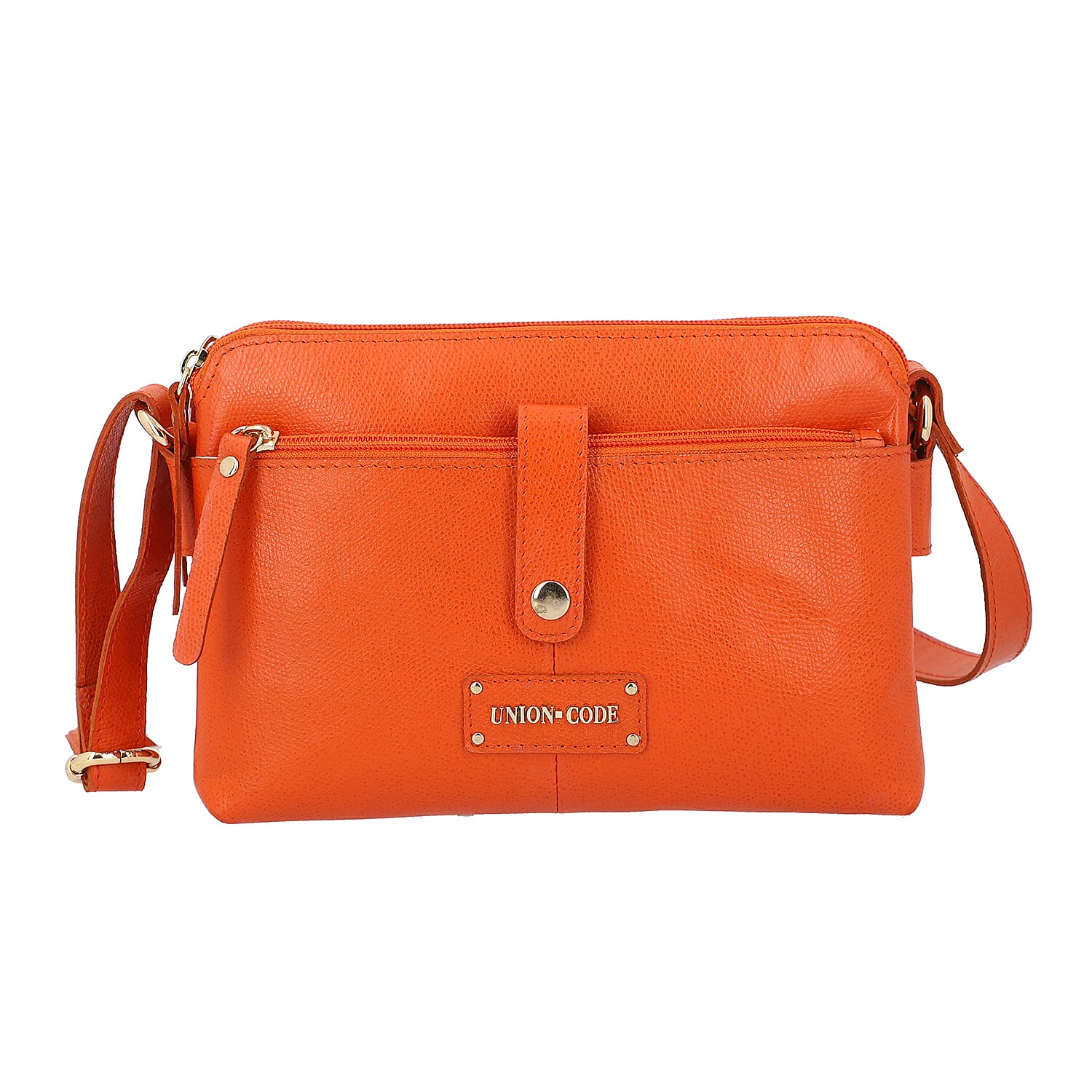 100 Genuine Leather Multi Pocket Crossbody Sling Bag Size 25.5x3x18 Cm Orange