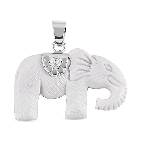 Princess Bali Collection - OX Bone Carved Face Elephant Pendant in  Sterling Silver 25.00 Ct.