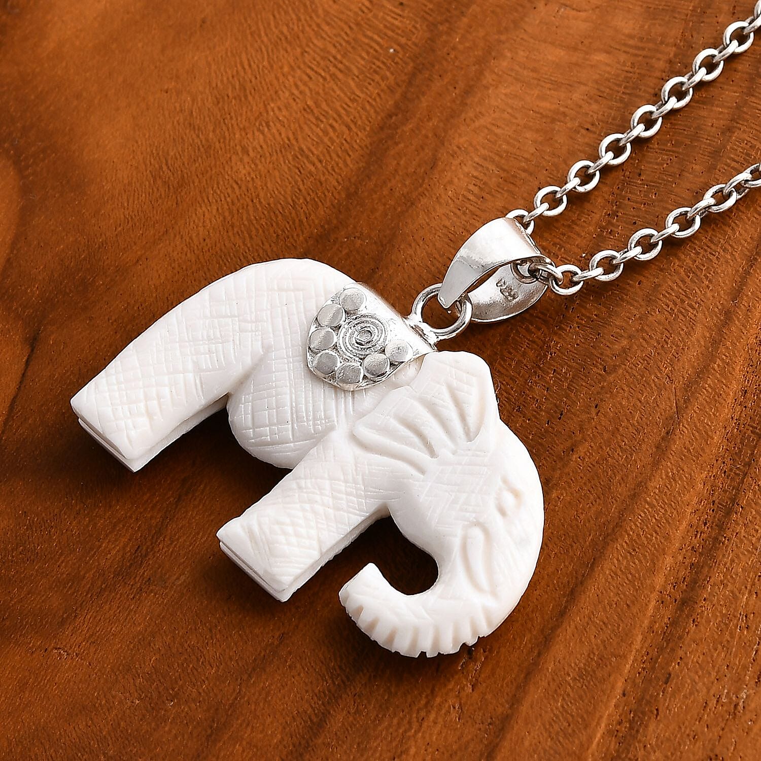 Princess Bali Collection - OX Bone Carved Face Elephant Pendant in  Sterling Silver 25.00 Ct.