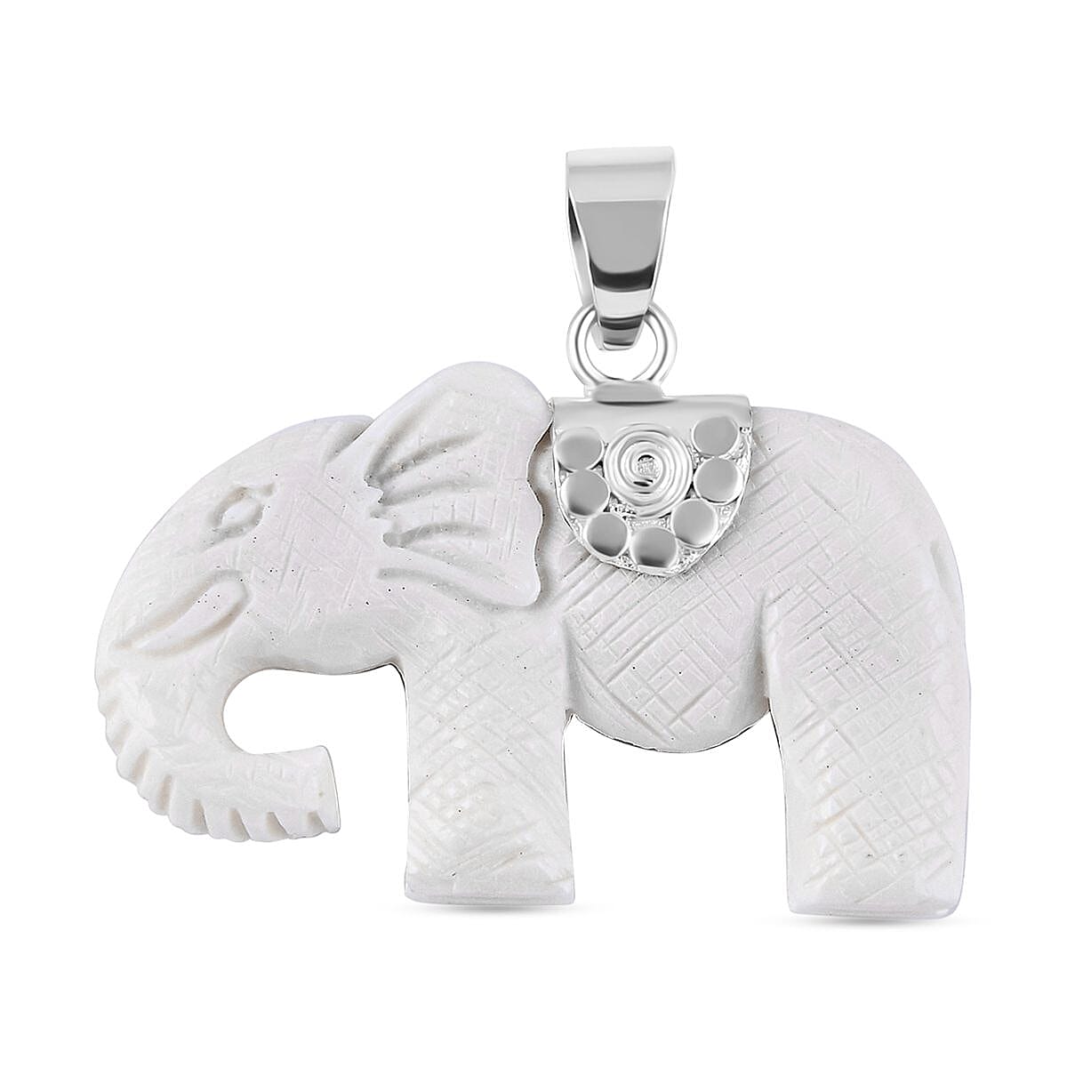 Princess Bali Collection - OX Bone Carved Face Elephant Pendant in  Sterling Silver 25.00 Ct.