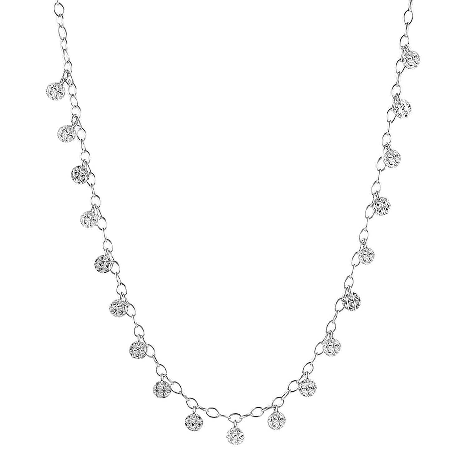 One Time Close Out Deal - Sterling Silver Textured Small Coin Necklace (Size 18)