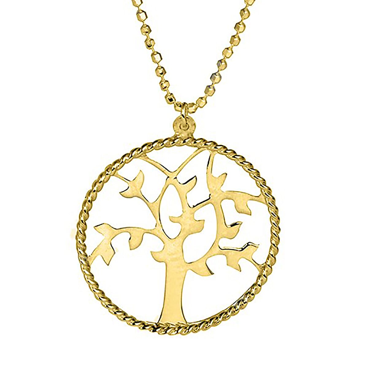 14K Gold Overlay Sterling Silver Tree of Life Necklace (Size 18)