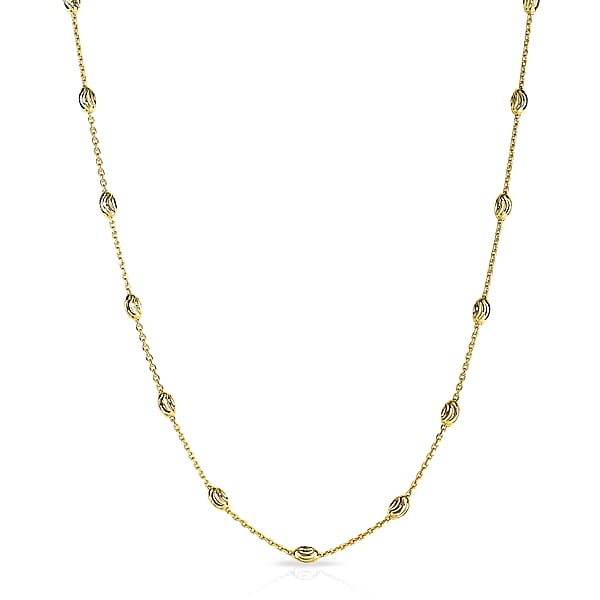 Diamond Cut Oval Bead Station Chain in 14K Gold Plated Sterling Silver ...