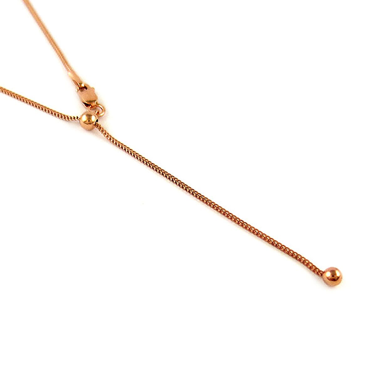 Rose Gold Overlay Sterling Silver Adjustable Necklace (Size 24)