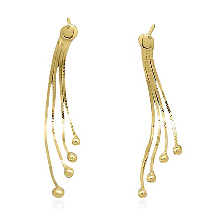 14K Gold Overlay Sterling Silver 4-strand Bead Dangle Earrings (with Push Back)
