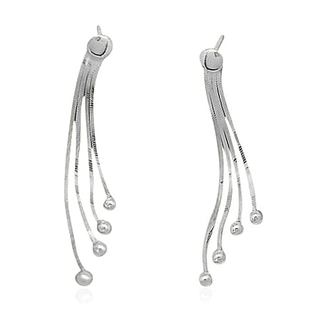 Sterling Silver 4-strand Bead Dangle Earrings (with Push Back)