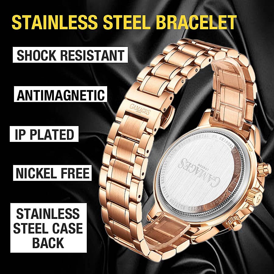 Limited Edition - GAMAGES OF LONDON Hand Assembled Race Calendar Automatic Rose - 45mm