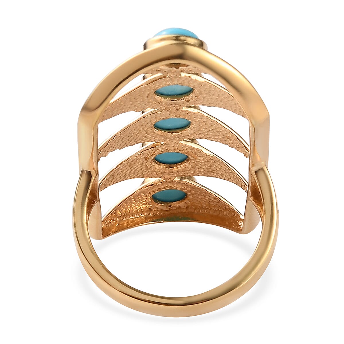 Arizona Sleeping Beauty Turquoise (Rnd) Gladiator Ring in 14K Gold Overlay Sterling Silver 2.25 Ct, Silver wt 5.90 Gms