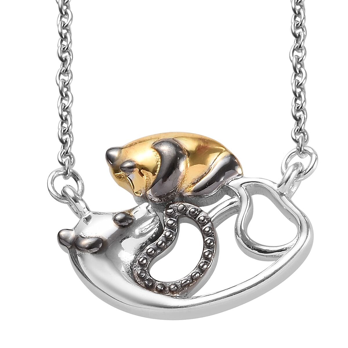 Platinum and Yellow Gold Overlay Sterling Silver Necklace (Size 18)