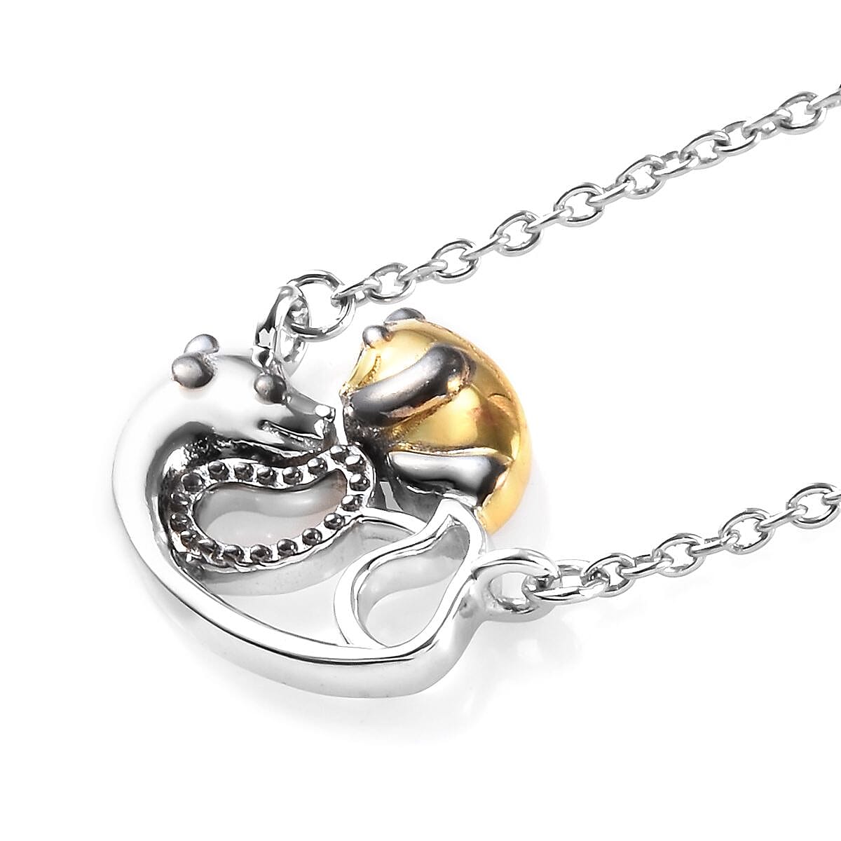 Platinum and Yellow Gold Overlay Sterling Silver Necklace (Size 18)