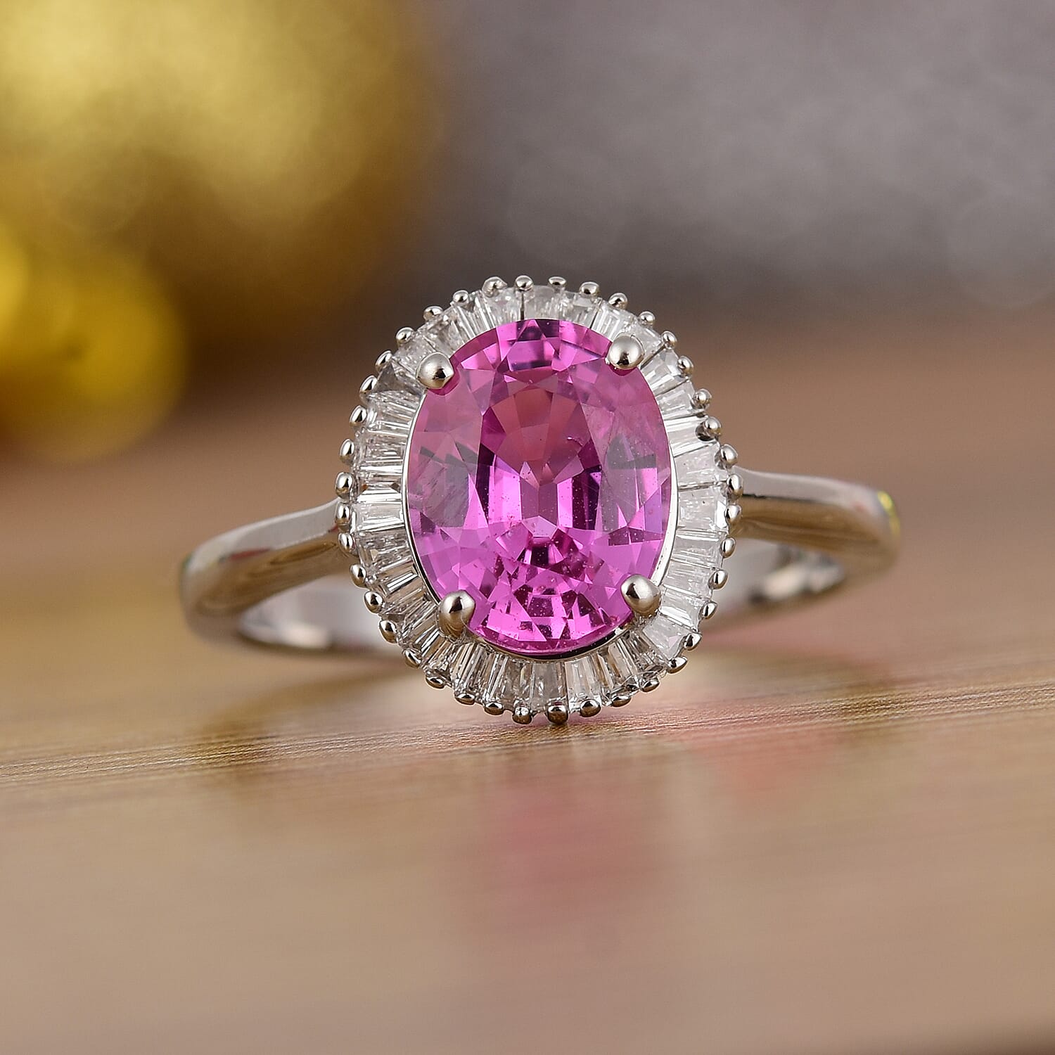 RHAPSODY Extremely Rare AAAA Toliara Sapphire (Ovl 9x7mm 2.50 Ct) and Diamond (0.25 Ct) Ring in Platinum 2.750 Ct.