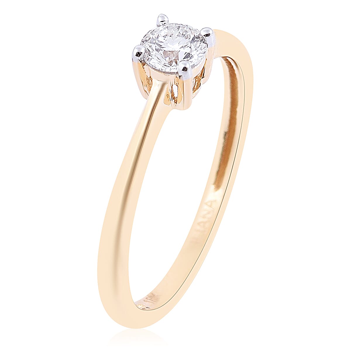 ILIANA 18K Yellow Gold IGI Certified Diamond (Rnd) (SI-G-H) Solitaire Ring 0.33 Ct.