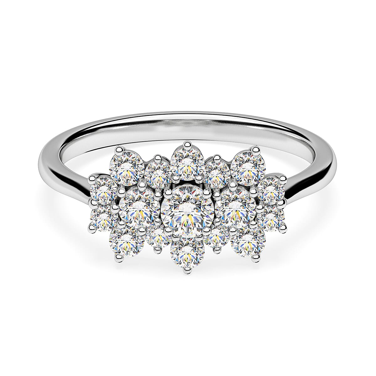 9K White Gold SGL Certified Diamond (I3-G-H) Boat Ring 1.00 Ct.