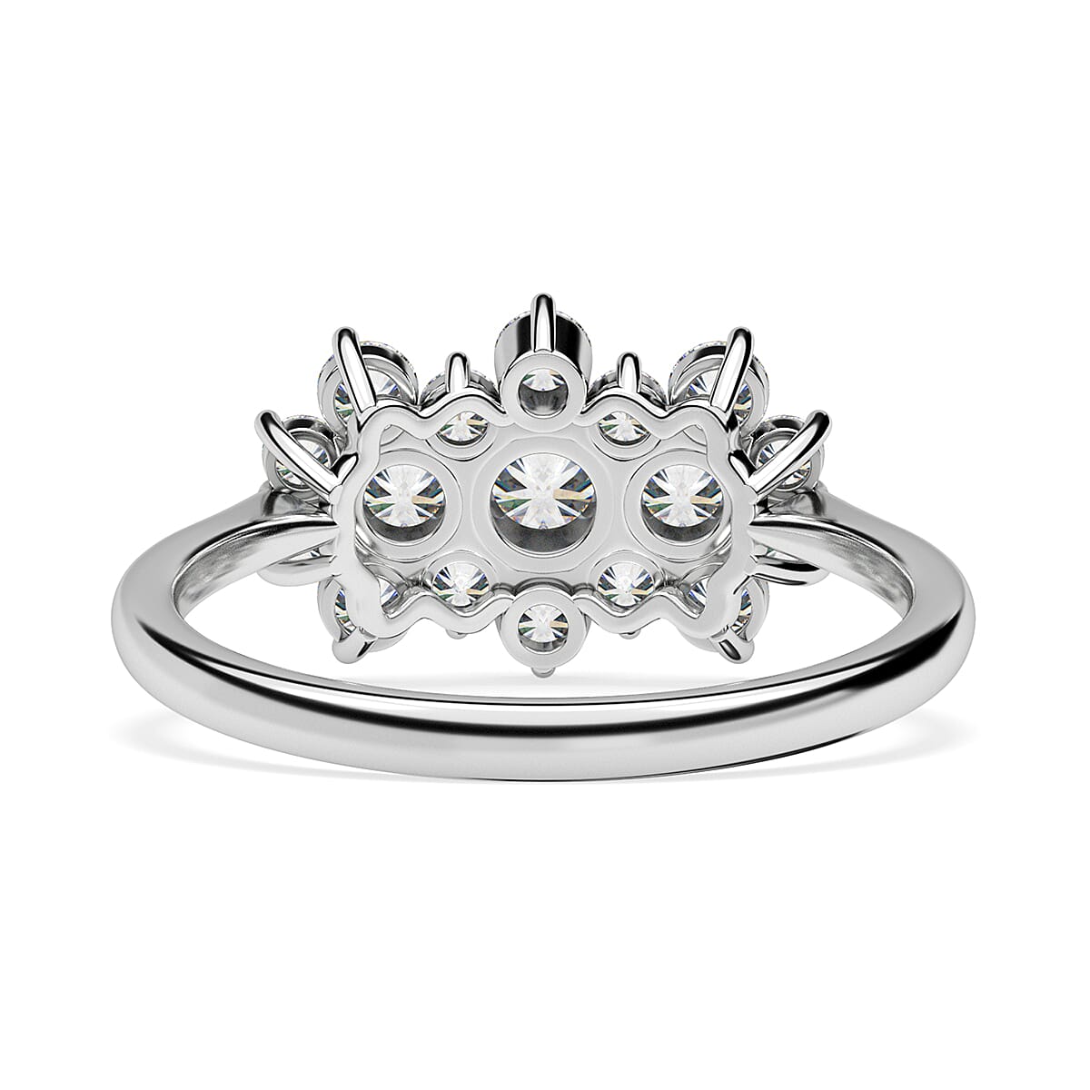 9K White Gold SGL Certified Diamond (I3-G-H) Boat Ring 1.00 Ct.