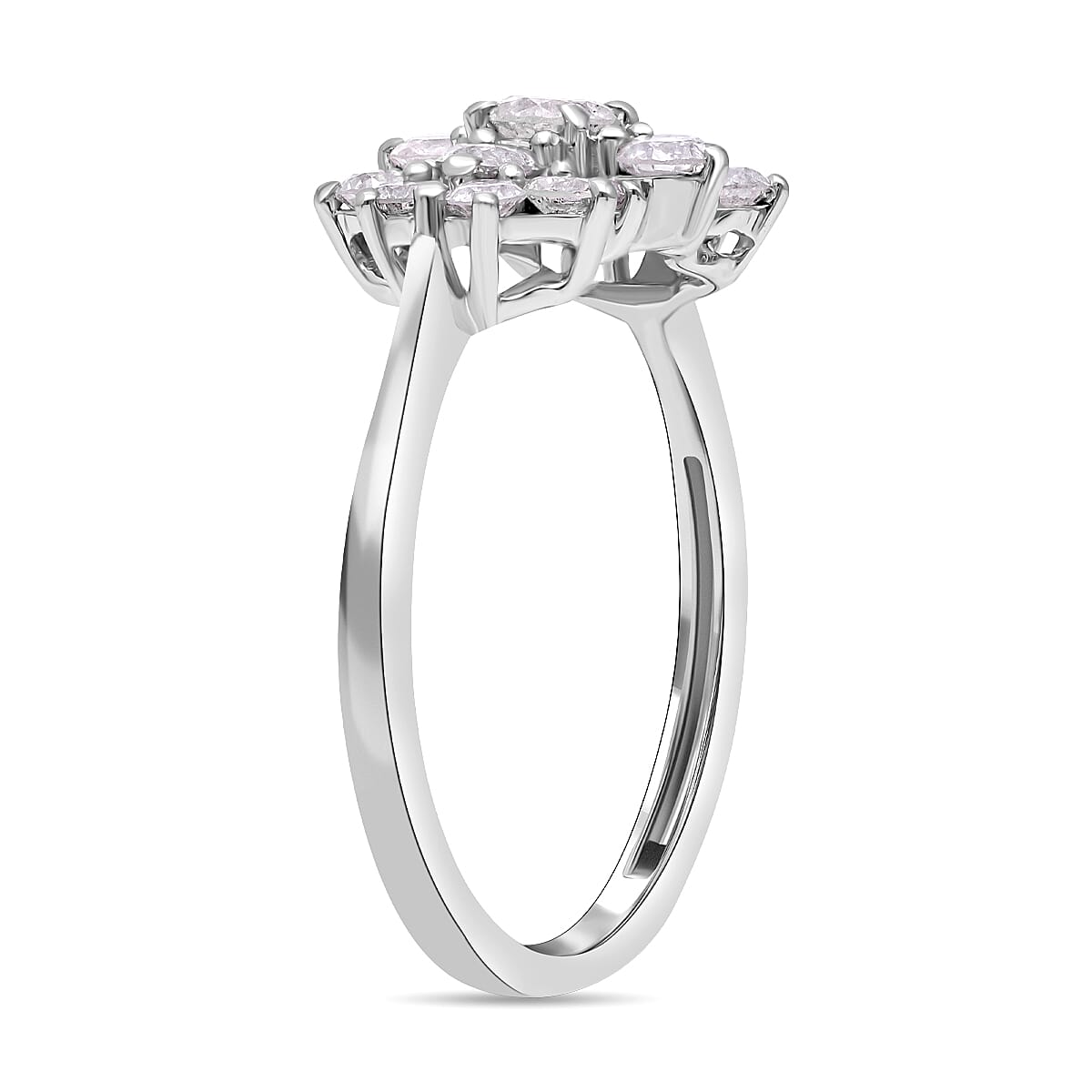 9K White Gold SGL Certified Diamond (G-H) Boat Ring 1.00 Ct.