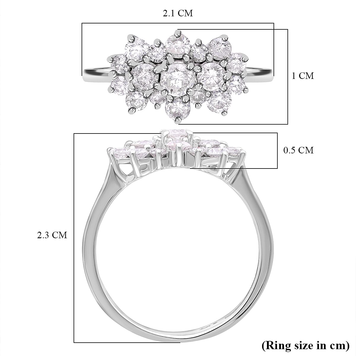 9K White Gold SGL Certified Diamond (G-H) Boat Ring 1.00 Ct.