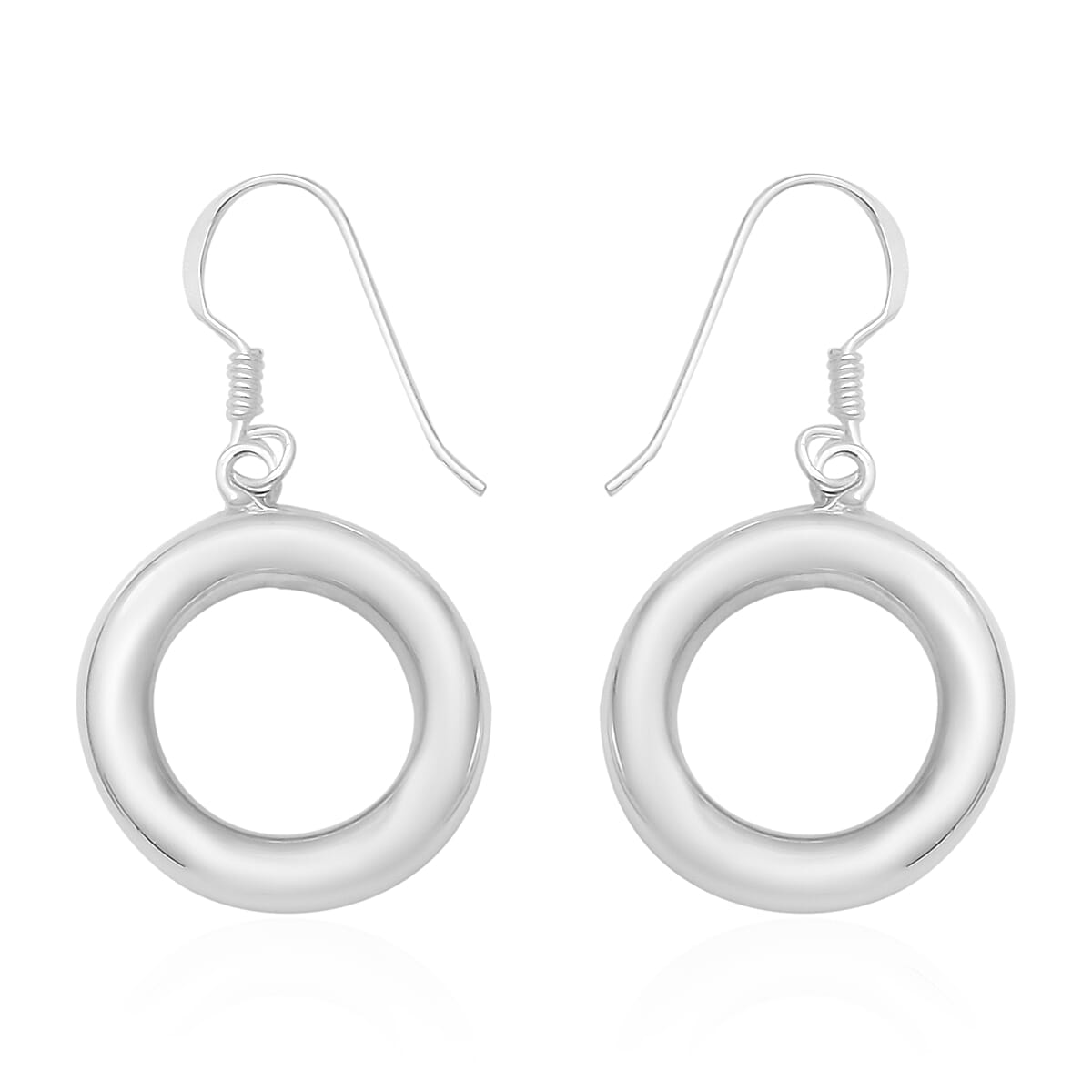 Sterling Silver Open Circle Hook Earrings, Silver wt 4.15 Gms