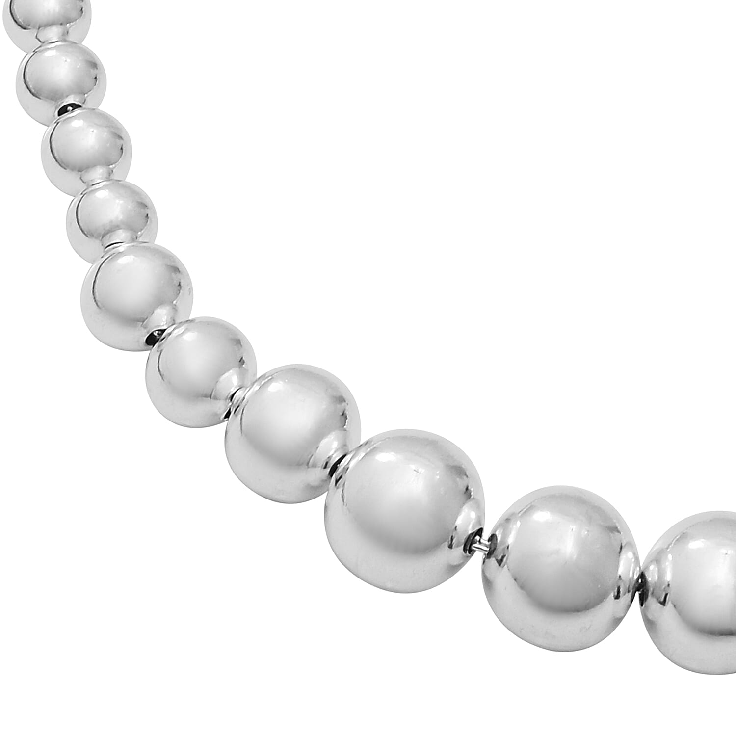 Designer Inspired-Sterling Silver Adjustable Graduated Beads Necklace (Size 18), Silver wt 55.29 Gms