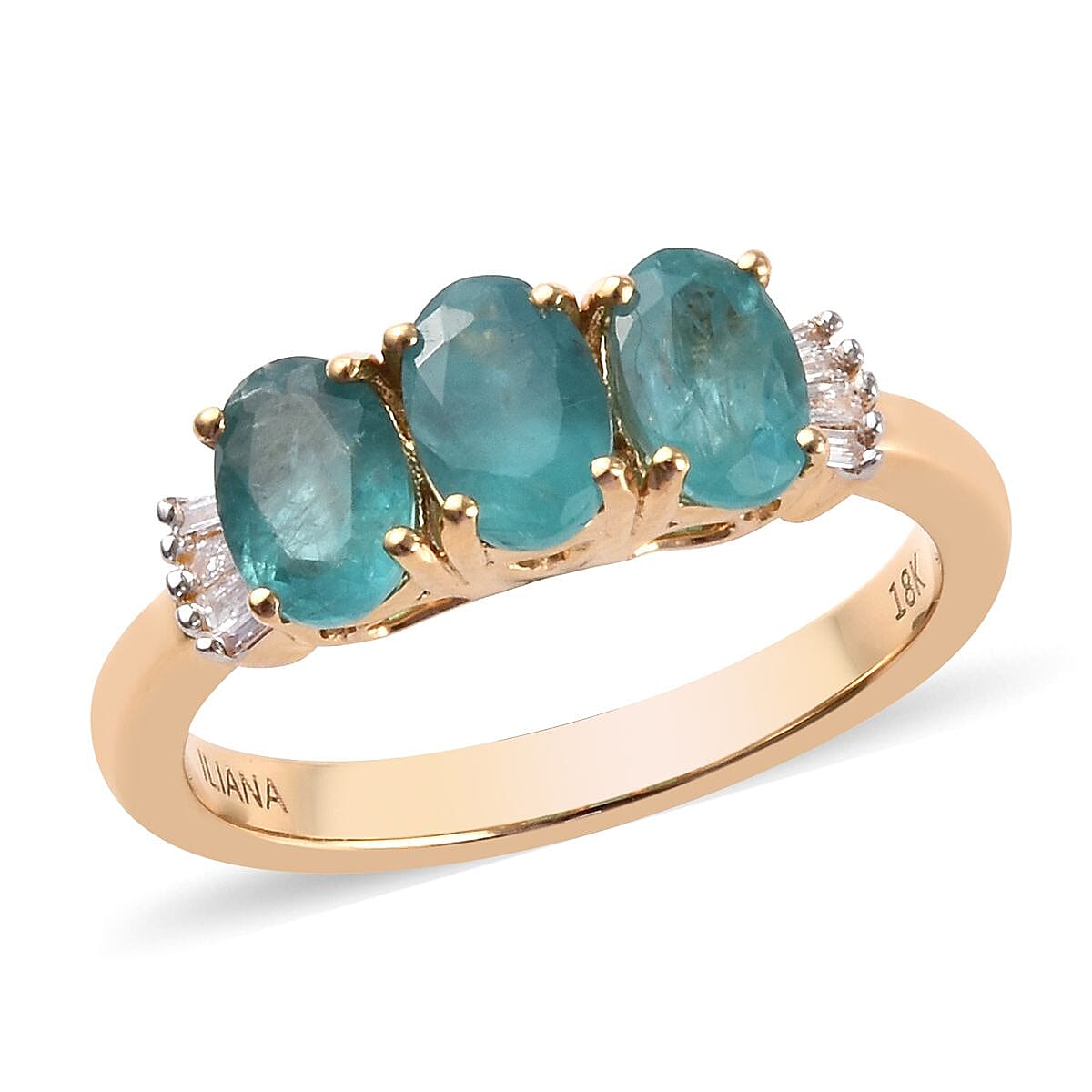 ILIANA 18K Yellow Gold AAAA 100% Natural Grandidierite (Ovl), Diamond (SI-G-H) Ring 1.35 Ct.