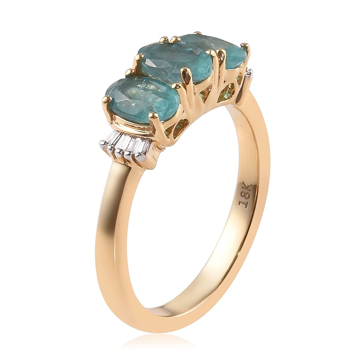 ILIANA 18K Yellow Gold AAAA 100% Natural Grandidierite (Ovl), Diamond (SI-G-H) Ring 1.35 Ct.