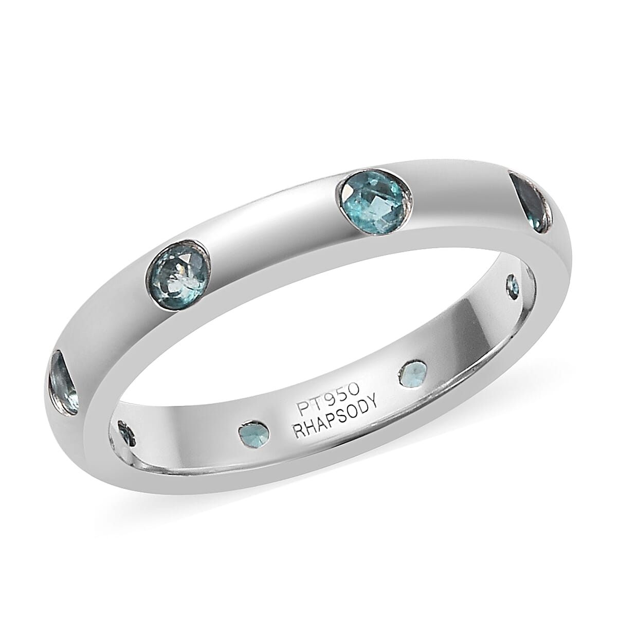 RHAPSODY 950 Platinum AAAA Grandidierite (Rnd) Band Ring 0.55 Ct., Platinum wt 6.00 Gms