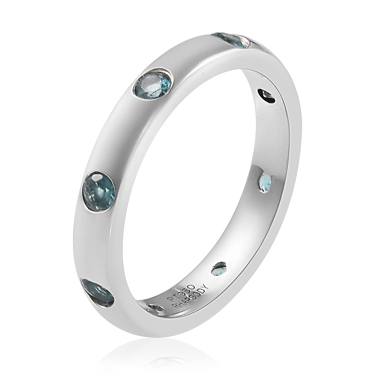RHAPSODY 950 Platinum AAAA Grandidierite (Rnd) Band Ring 0.55 Ct., Platinum wt 6.00 Gms