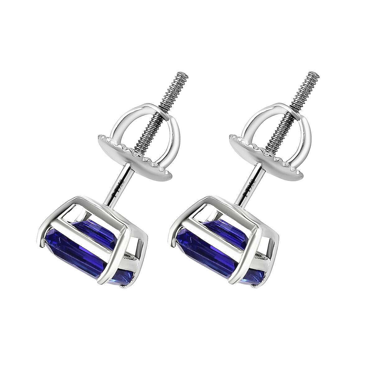 RHAPSODY 950 Platinum AAAA Tanzanite (Emerald Cut) Stud Earrings (with Screw Back) 2.25 Ct.
