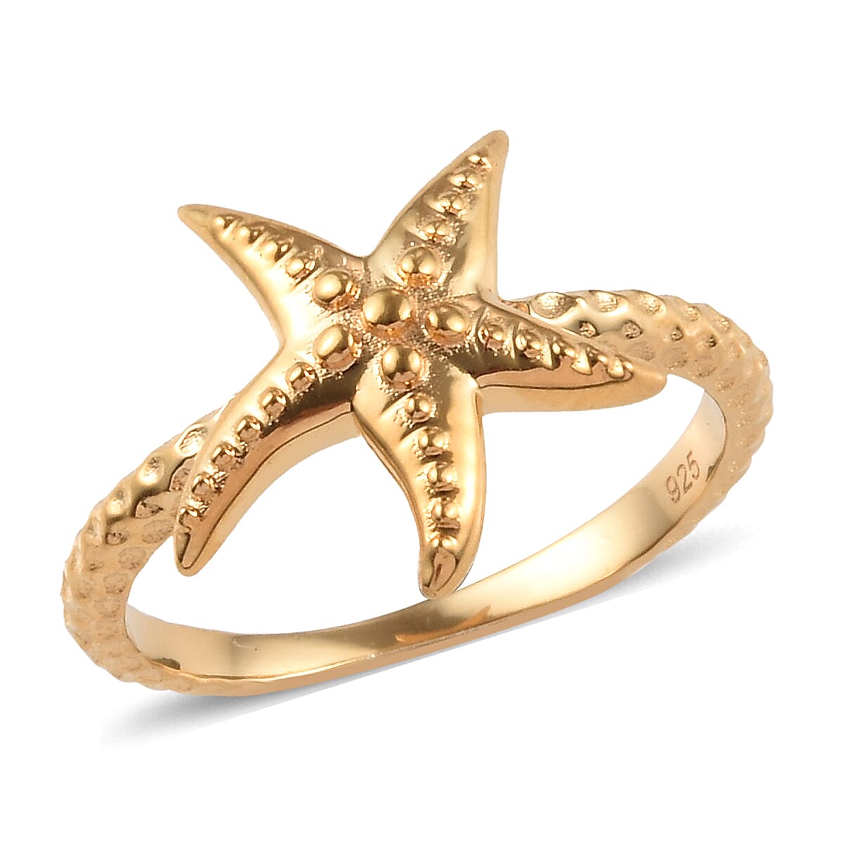 14K Gold Overlay Sterling Silver Starfish Ring