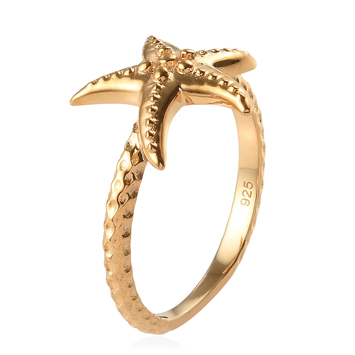 14K Gold Overlay Sterling Silver Starfish Ring