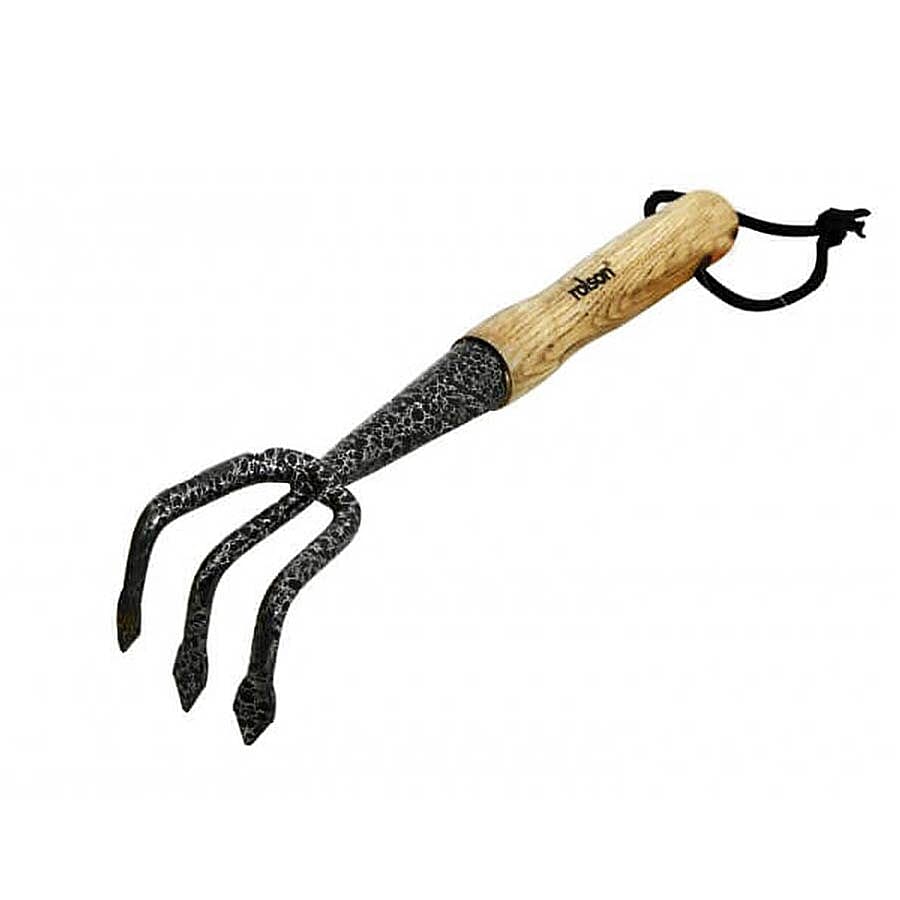 ROLSON Midi Carbon Steel Hand 3 Prong Cultivator Ash Handle