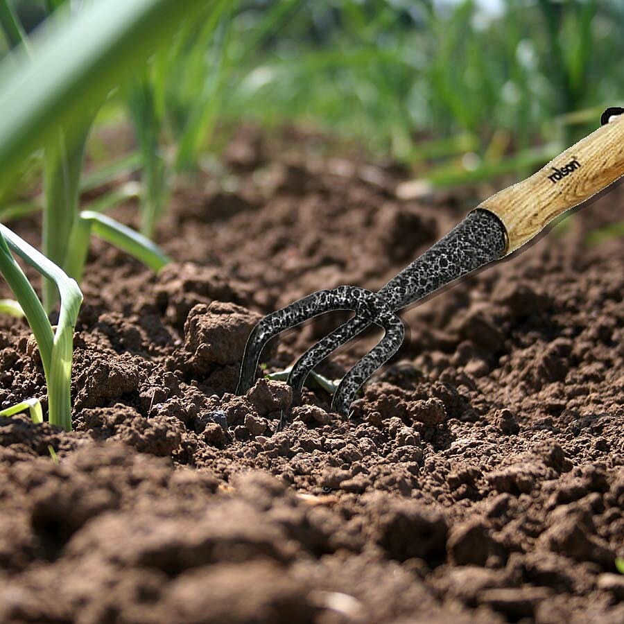 ROLSON Midi Carbon Steel Hand 3 Prong Cultivator Ash Handle