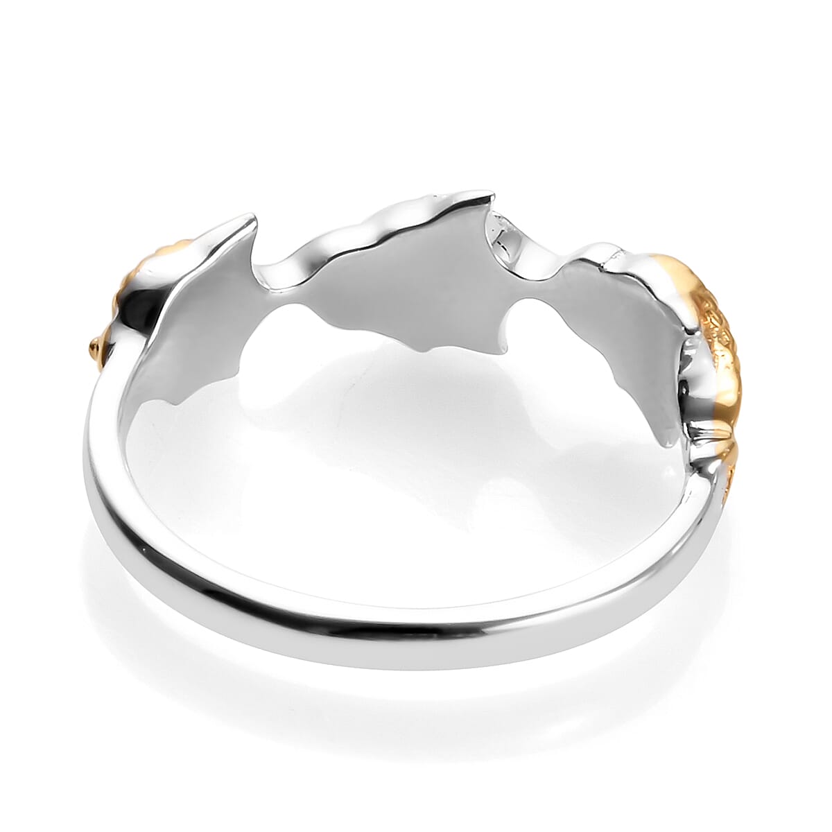 Platinum and Yellow Gold Overlay Sterling Silver Fish Ring