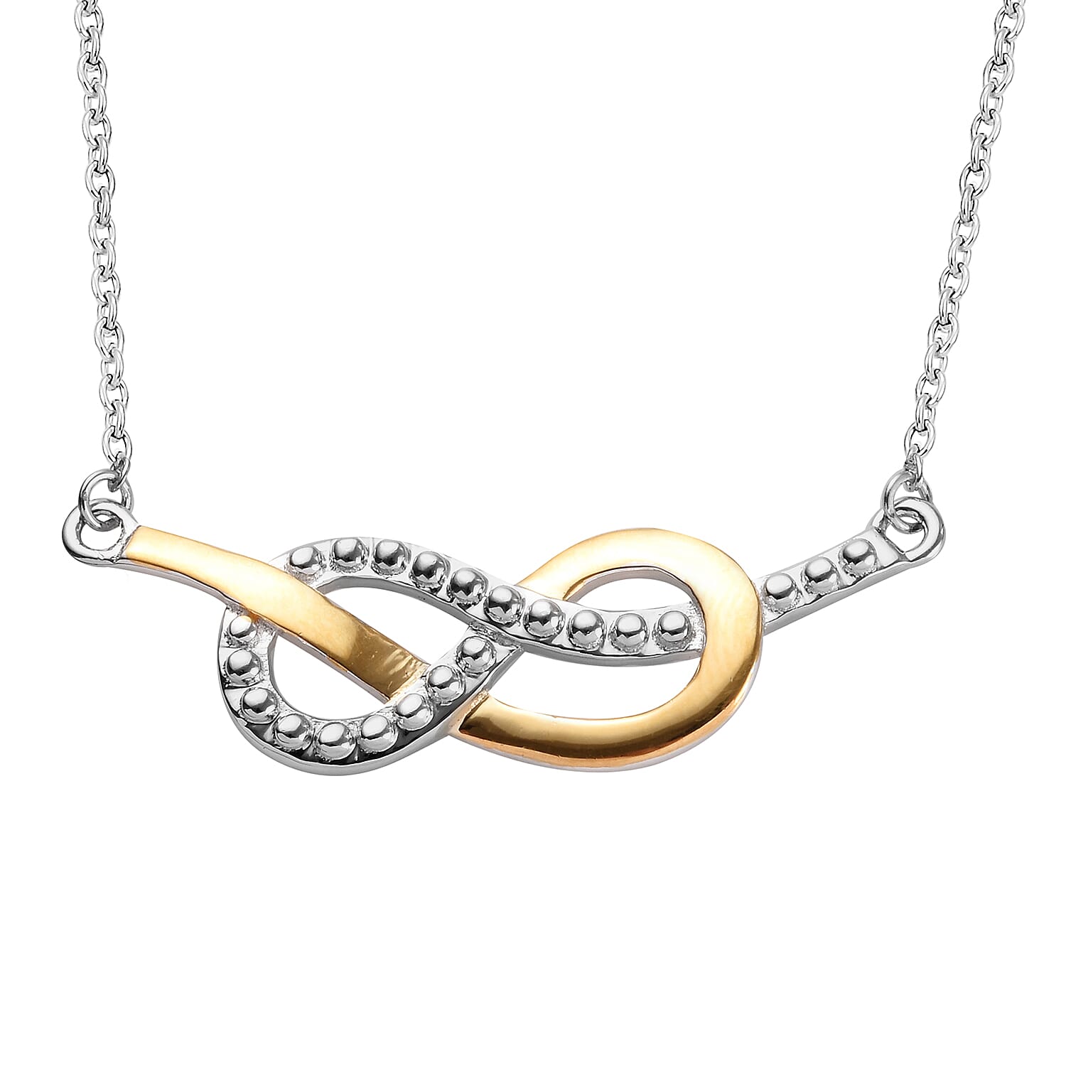 Platinum and Yellow Gold Overlay Sterling Silver Infinity Necklace (Size 18), Silver wt 5.10 Gms