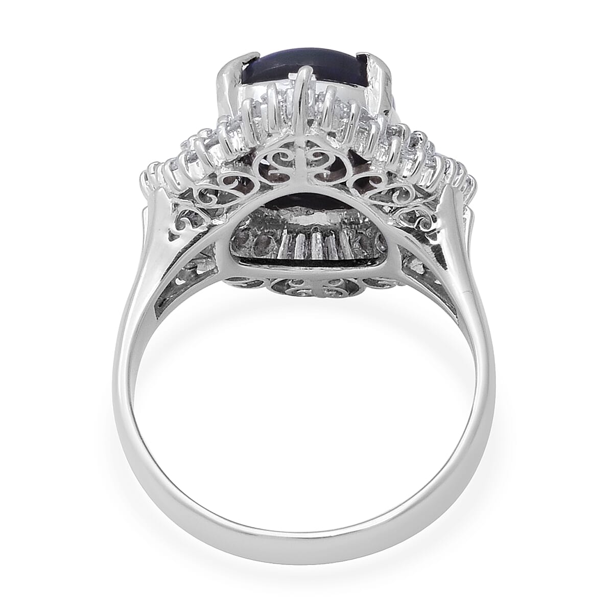 Signature Collection - 900 Platinum GIA Certified Natural Australian Black Opal (Ovl 10.5x8mm), Diamond Ring 2.70 Ct, Platinum wt 7.66 Gms