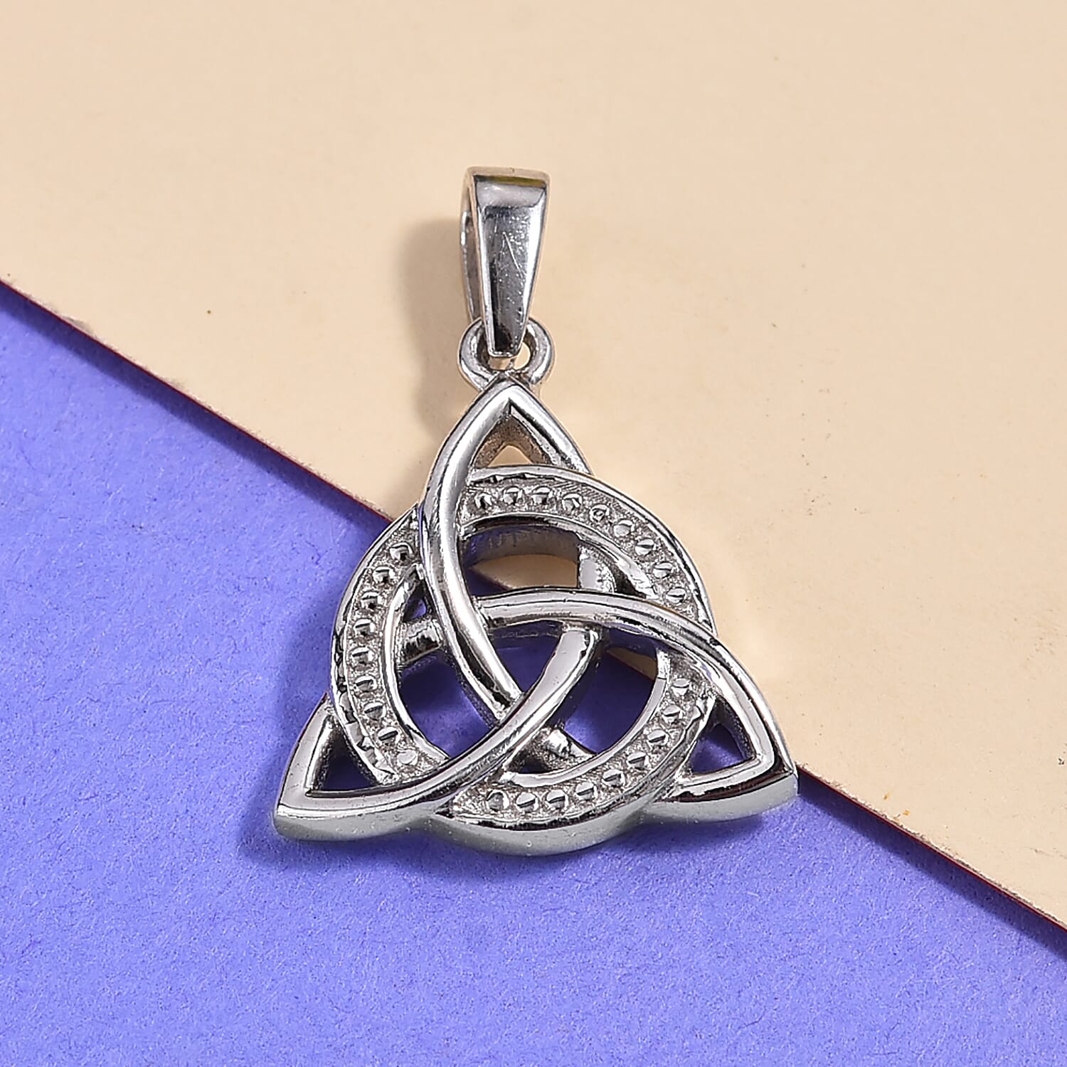 Platinum Overlay Sterling Silver Celtic Knot Pendant