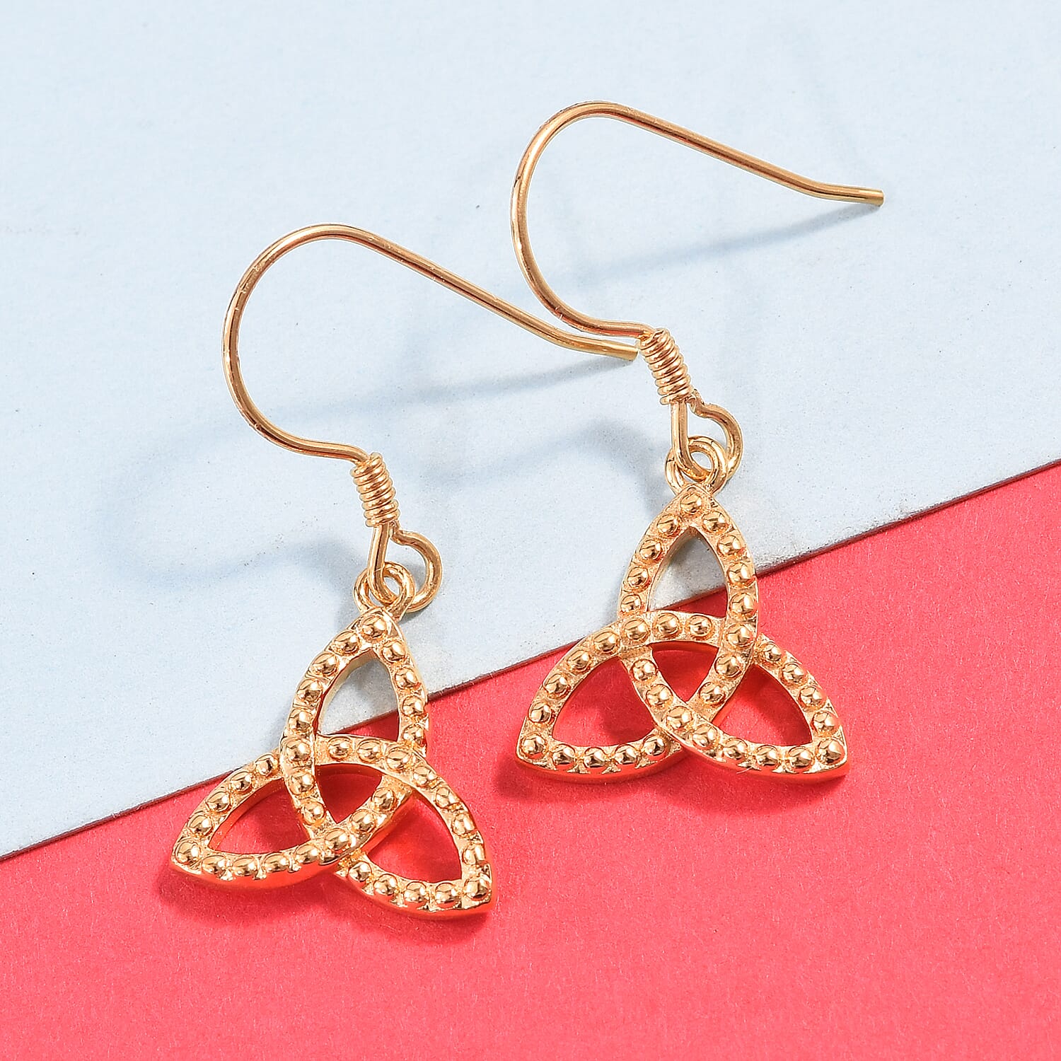 14K Gold Overlay Sterling Silver Celtic Knot Hook Earrings