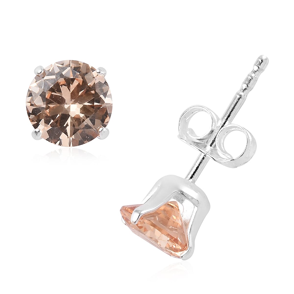 Set of 7 - ELANZA Multi Colour Simulated Diamond (Rnd) Stud Earrings (with Push Back) in Sterling Silver