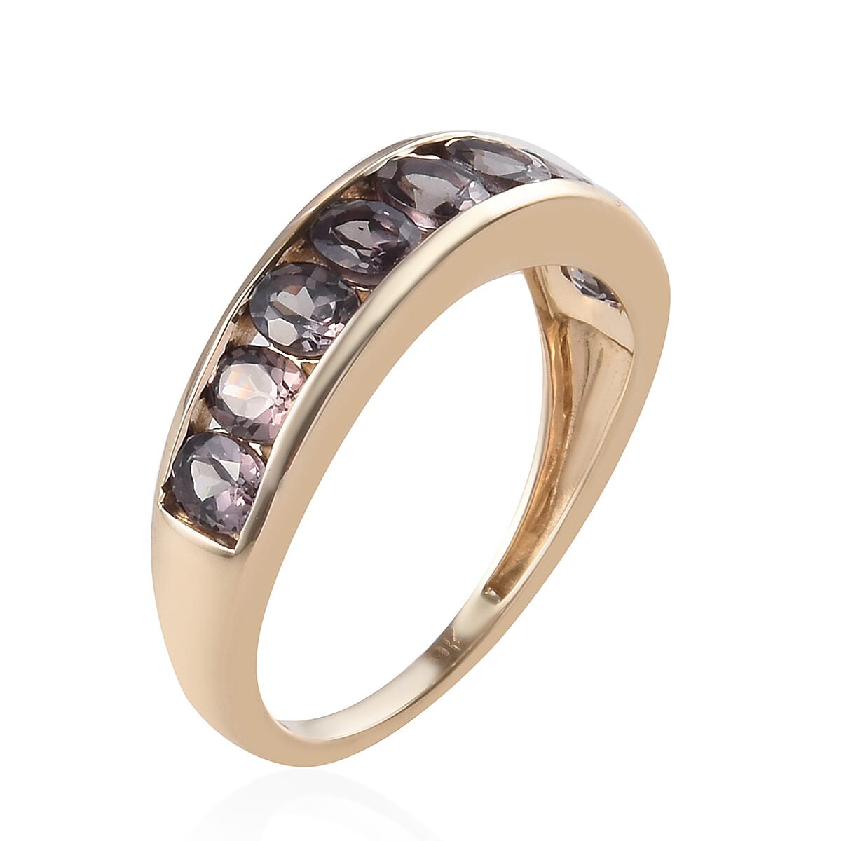 9K Yellow Gold Colour Change Garnet (Ovl) Half Eternity Band Ring  2.00 Ct.