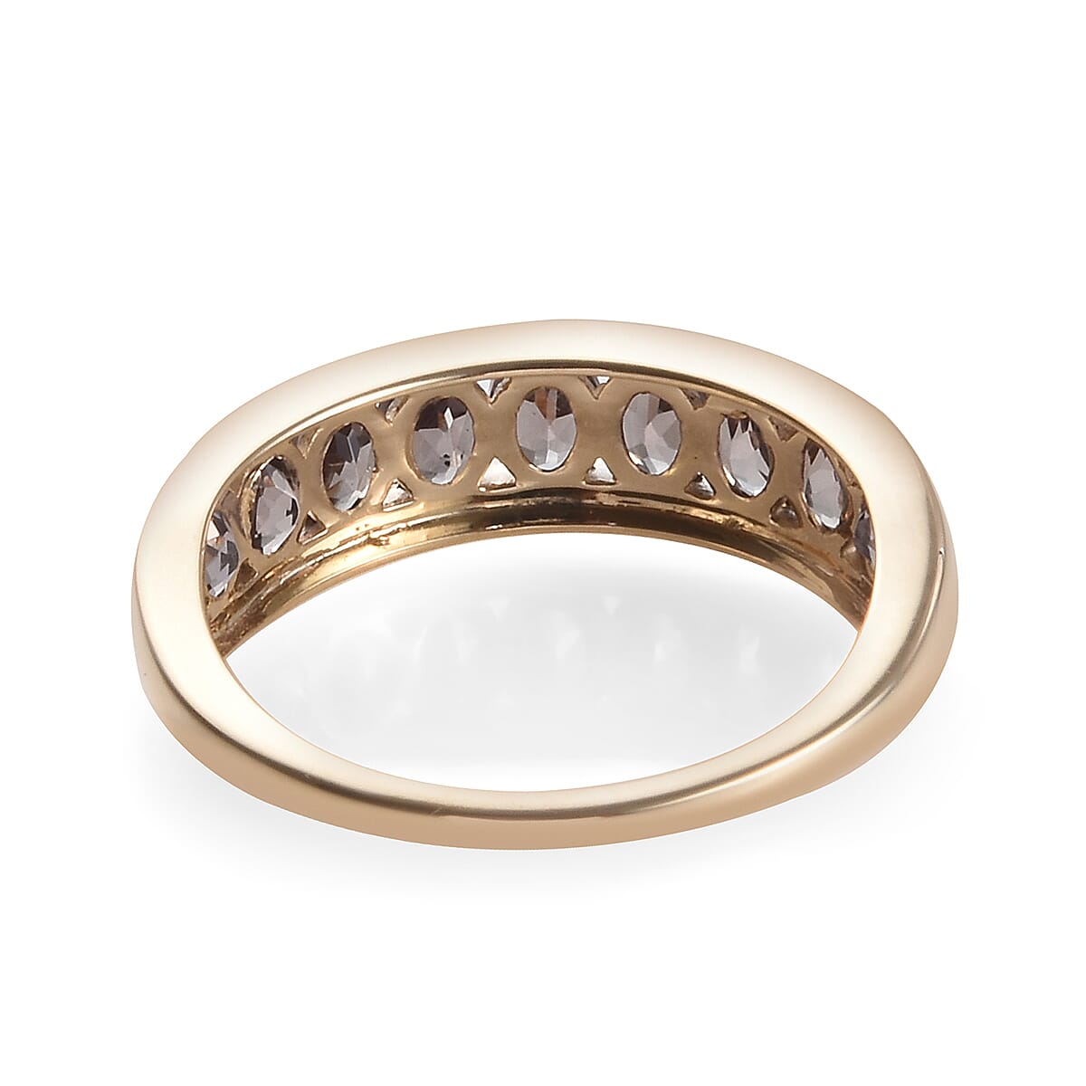 9K Yellow Gold Colour Change Garnet (Ovl) Half Eternity Band Ring  2.00 Ct.