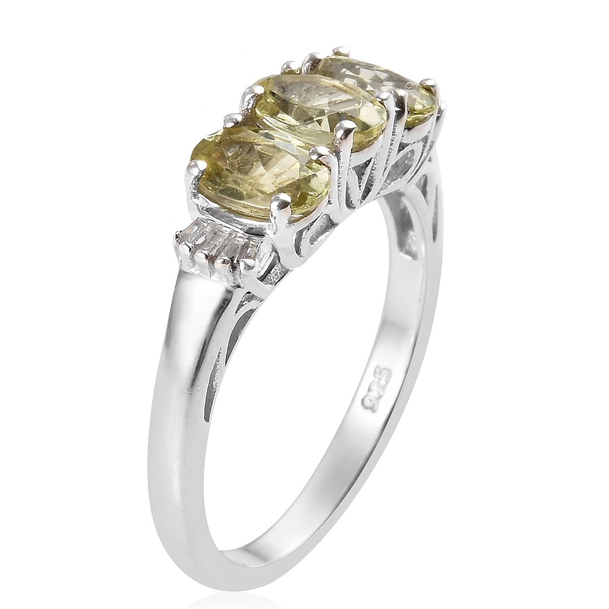 One Time Deal- Madagascar Golden Apatite (Ovl), Diamond Ring in Platinum Overlay Sterling Silver 1.54 Ct.