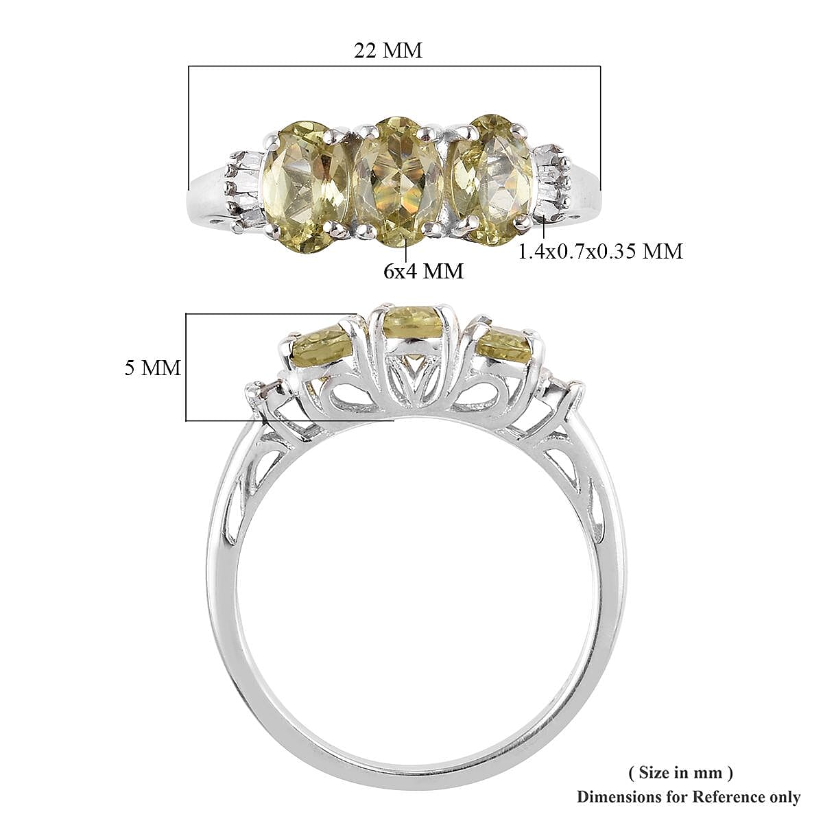 One Time Deal- Madagascar Golden Apatite (Ovl), Diamond Ring in Platinum Overlay Sterling Silver 1.54 Ct.