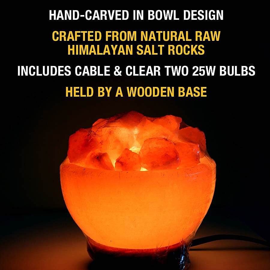 Fire Bowl Natural Himalayan Salt Lamp with Salt Chunks (Size 15x15x9 Cm) - Pink 3.5 Kg (7.7 Lbs)