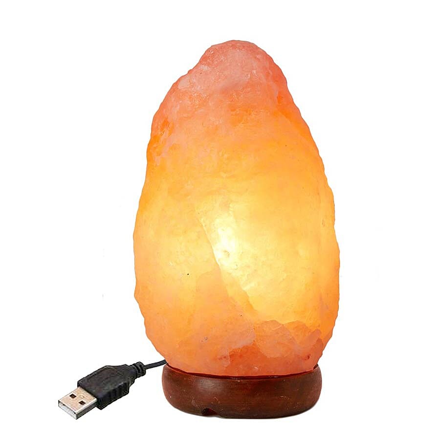 Natural Shape Himalayan Salt Lamp with Colour Changing LED & USB Plug