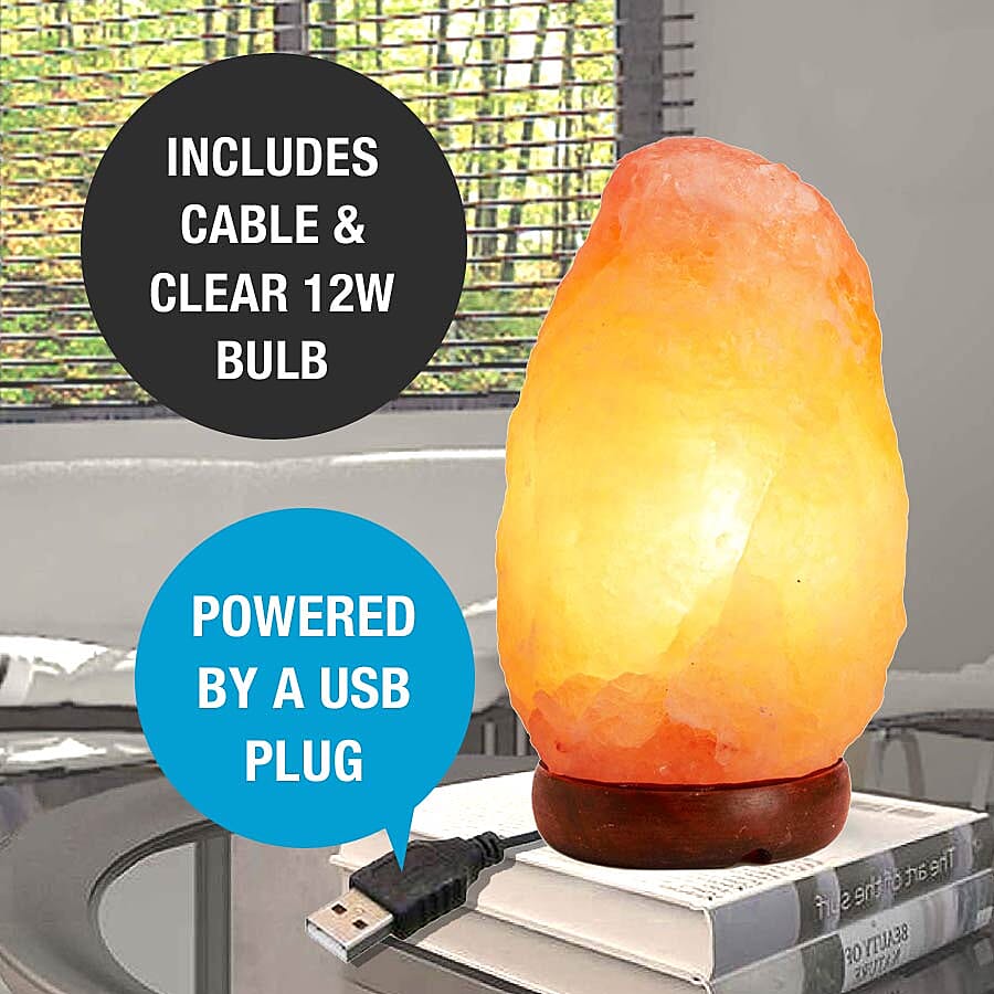 Natural Shape Himalayan Salt Lamp with Colour Changing LED & USB Plug