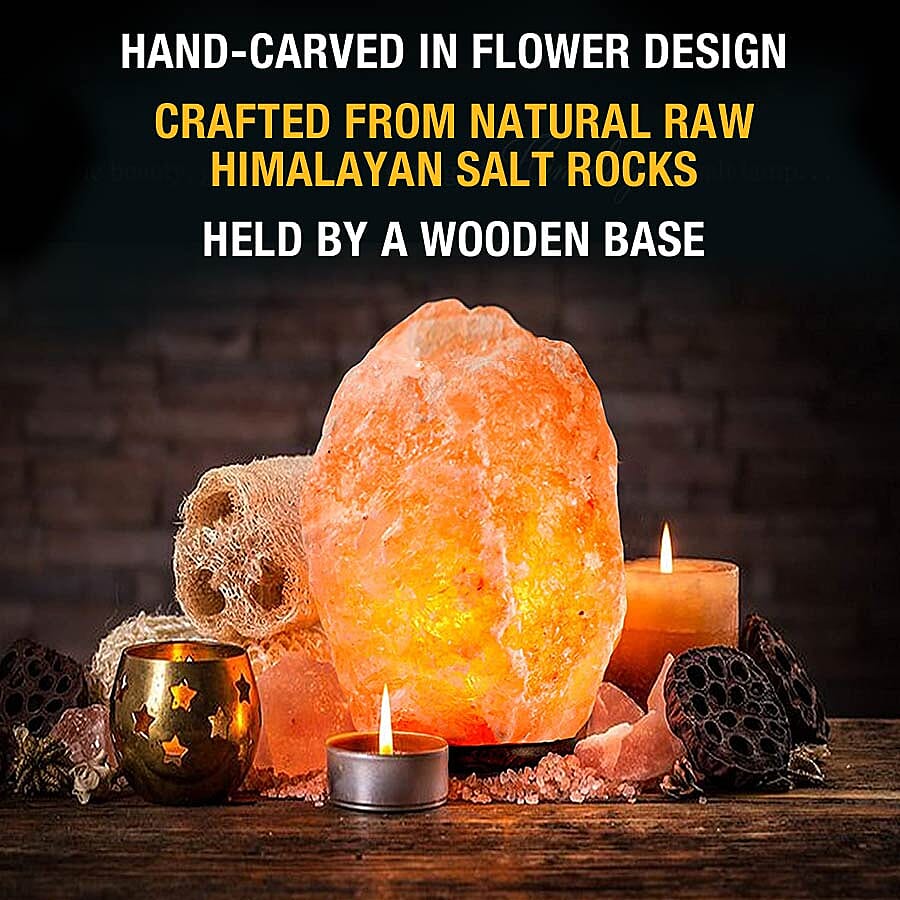 Natural Shape Himalayan Salt Lamp with Colour Changing LED & USB Plug