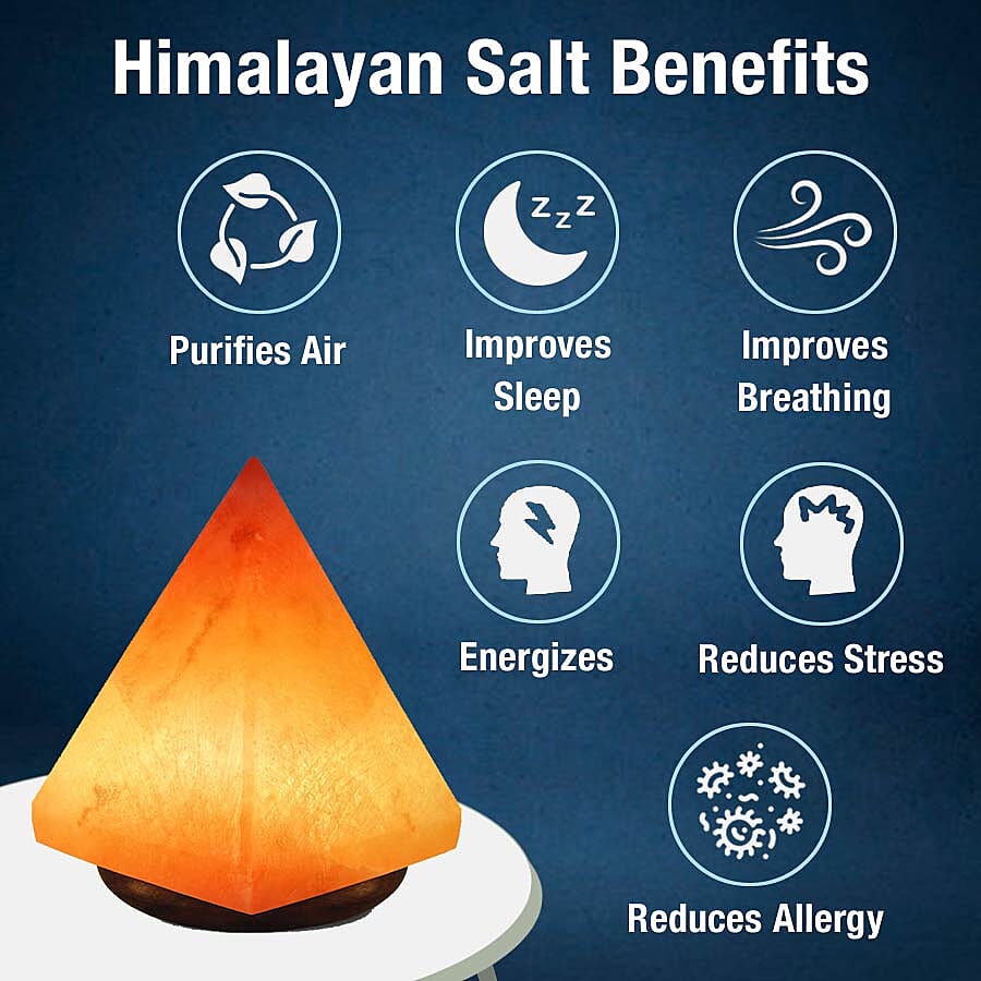 Pyramid Shape Himalayan Salt Lamp with Colour Changing LED & USB Plug (Size 12.5x7 Cm)