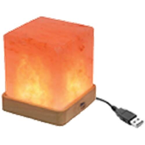 Square Shape Himalayan Salt Lamp with Colour Changing LED & USB Plug (Size 9.5x7 Cm)