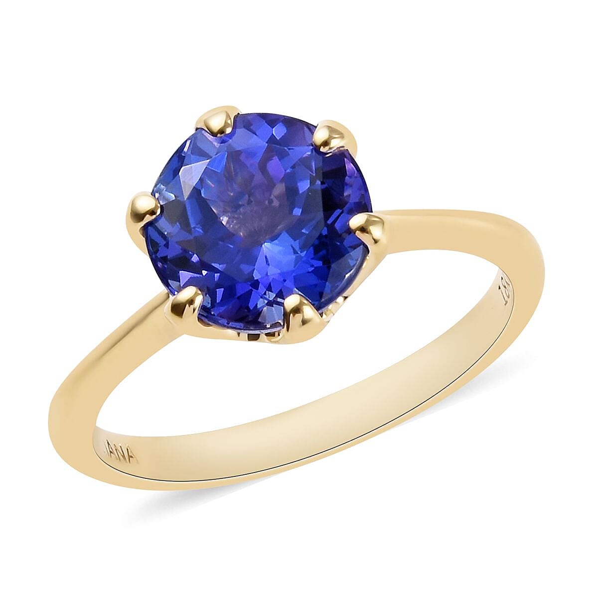 ILIANA 18K Yellow Gold AAA Tanzanite (Rnd) Solitaire Ring 2.25 Ct.